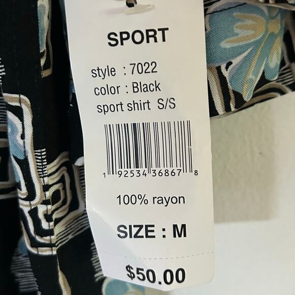 Campia Men's Black Floral Hawaiian Button Front Camp Shirt M Medium New - Picture 9 of 9